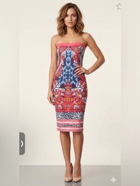 NWT CUSTO BARCELONA Rare Animal Print Strapless Dress 42 US 12 Festival